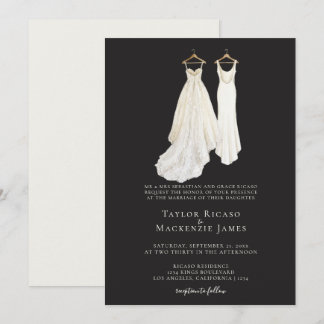 Elegant Gay Wedding Two Brides in Dresses Invitation