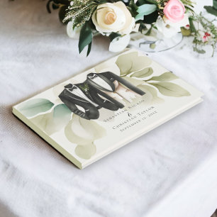 Elegant Gay Wedding Two Grooms in Suits Guest Book