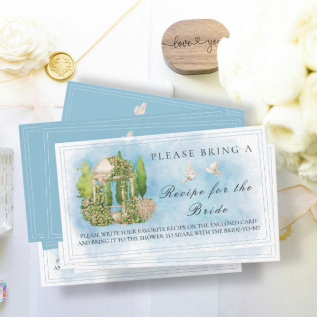 Elegant Gazebo Doves Bridal Shower Recipe Request Enclosure Card (Creator Uploaded)