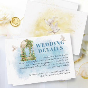 Elegant Gazebo flowers Doves Wedding details Enclosure Card