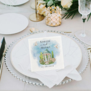 Elegant Gazebo   flowers doves Wedding Luxury Napkin