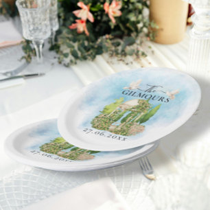 Elegant Gazebo   flowers doves Wedding Luxury Paper Plate