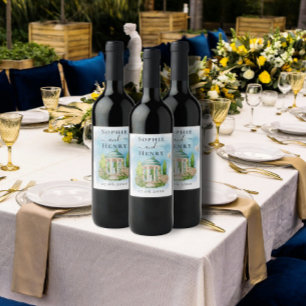 Elegant Gazebo   flowers doves Wedding Luxury Wine Label
