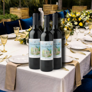 Elegant Gazebo   flowers doves Wedding Luxury Wine Label