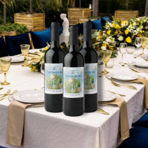 Elegant Gazebo   flowers doves Wedding Luxury Wine Label
