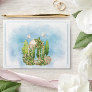 Elegant Gazebo statue flowers white Doves Wedding  Envelope