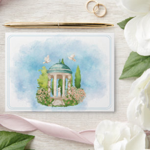 Elegant Gazebo statue flowers white Doves Wedding  Envelope