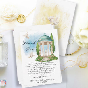 Elegant Gazebo with flowers, trees and Doves Thank You Card