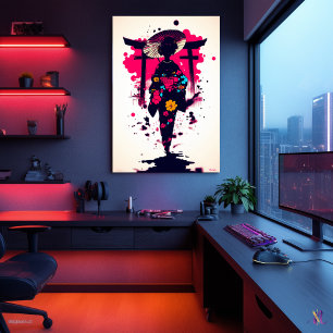Elegant Geisha Under the Torii Gate Poster