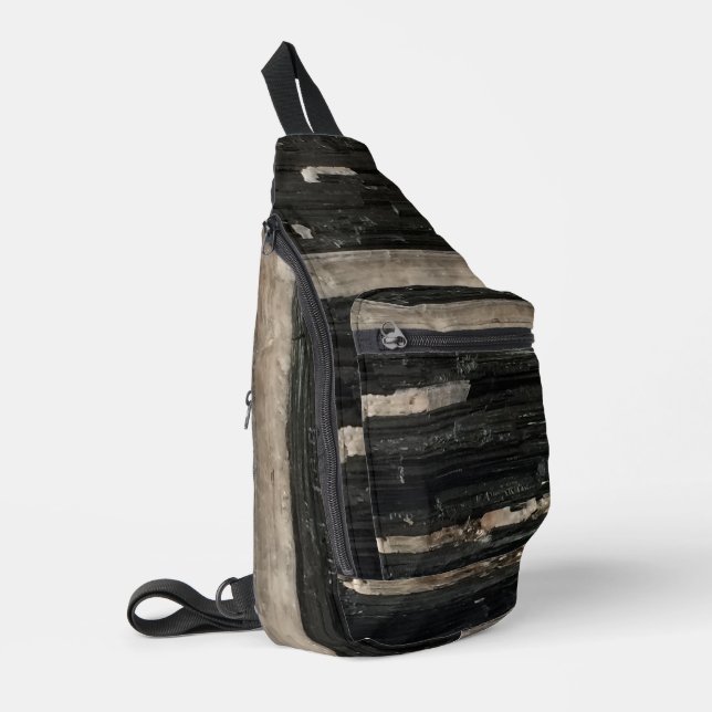 Elegant Gemstone Abstract Photo Black White Gem Sling Bag (Left Corner)