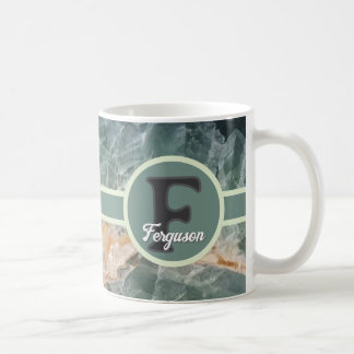 Elegant Gemstone Initial Family Name Monogram Coffee Mug