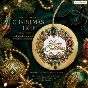 Elegant Gemstone Wreath Double-Sided Personalised  Ceramic Tree Decoration
