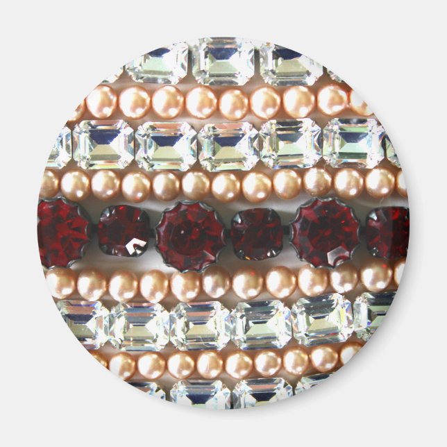 Elegant gemstones diamonds pearls rubies  magnet (Front)