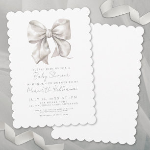Elegant Gender Neutral Bow Baby Shower Invitation