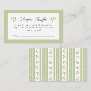 Elegant Gender Neutral Floral Diaper Raffle Card