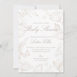 Elegant GenderNeutral Boho Chic Floral Baby Shower Invitation