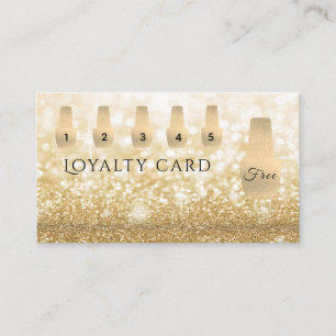 Elegant Gentle gold nail polish glittery Loyalty Card