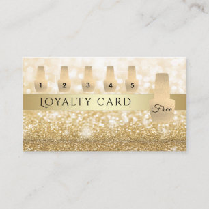 Elegant Gentle gold nail polish glittery Loyalty Card