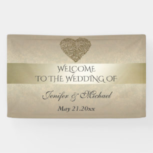 Elegant gentle golden abstract heart wedding banner