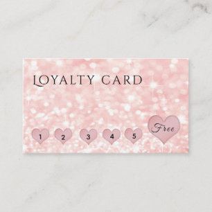 Elegant Gentle pale pink hearts sparkle glittery Loyalty Card