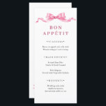 Elegant Gentle Pink Hand Drawn Bow Wedding Menu<br><div class="desc">If you need help or matching items,  please contact me.</div>