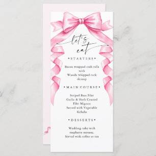 Elegant Gentle Pink Hand Drawn Bow Wedding Menu