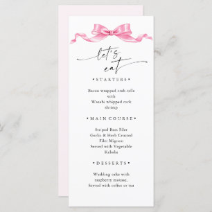 Elegant Gentle Pink Hand Drawn Bow Wedding Menu