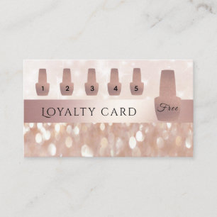 Elegant Gentle rose gold nail polish glittery Loyalty Card