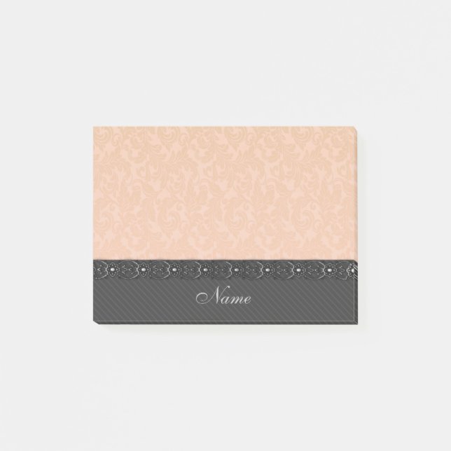 Elegant gentle stripes chic lace damasks post-it notes (Front)