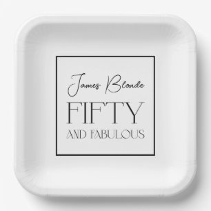 Elegant Gentlemen's Fifty & Fabulous White Paper Plate