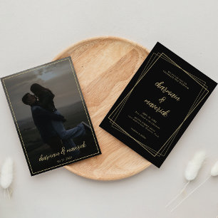 Elegant Geo Frame Photo Wedding Invitation
