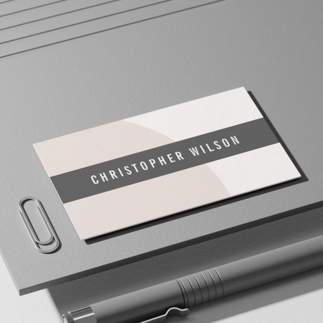 Elegant Geometric Beige White Grey Consultant Business Card (Creator Uploaded)