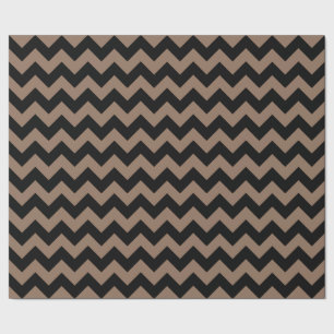 Elegant Geometric Black And Brown Chevron Pattern Wrapping Paper