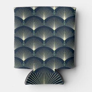Elegant Geometric: Blue Art Deco. Can Cooler