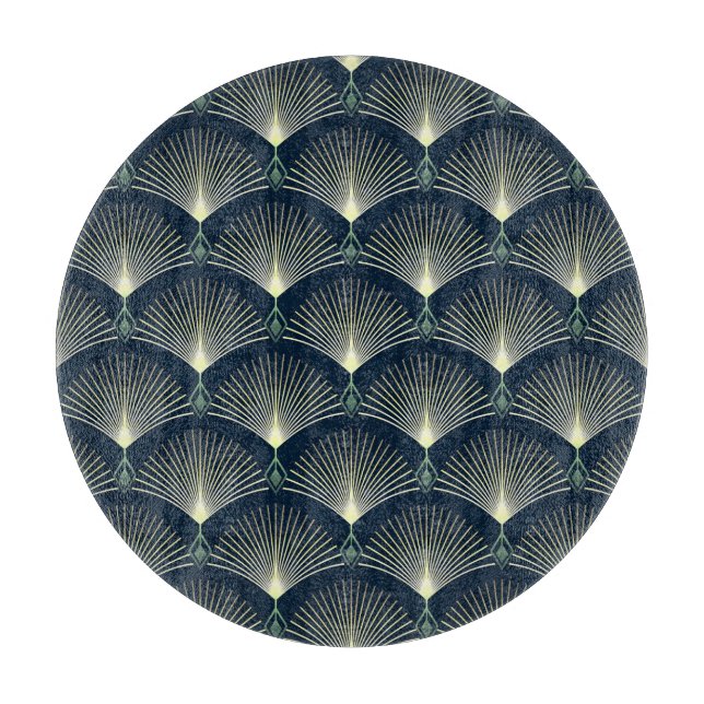 Elegant Geometric: Blue Art Deco. Cutting Board (Front)