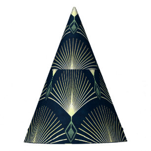 Elegant Geometric: Blue Art Deco. Party Hat