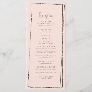 Elegant Geometric Blush Reception Wedding Program Menu