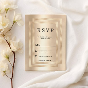 Elegant geometric champagne gold glam RSVP Invitation