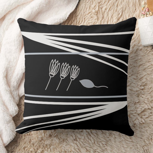 Elegant Geometric Floral Pattern Throw Pillow (Blanket)