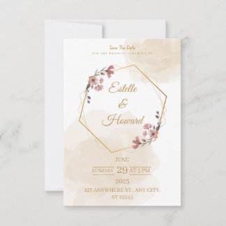 Elegant Geometric Floral Save The Date Card