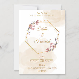 Elegant Geometric Floral Save The Date Card