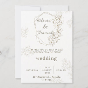 Elegant Geometric Floral Wedding Invitation