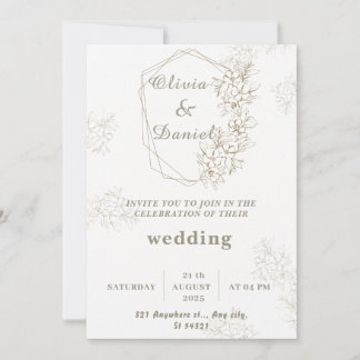 Elegant Geometric Floral Wedding Invitation