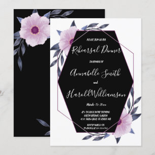 Elegant Geometric frame purple Rehearsal Dinner Invitation