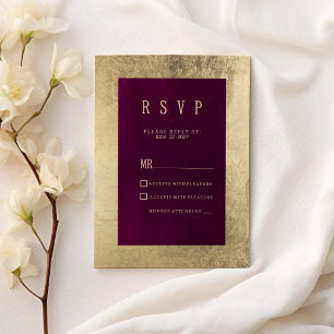Elegant geometric gold burgundy RSVP Invitation