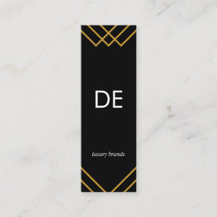 Elegant Geometric Gold Lines Simple Black Mini Business Card