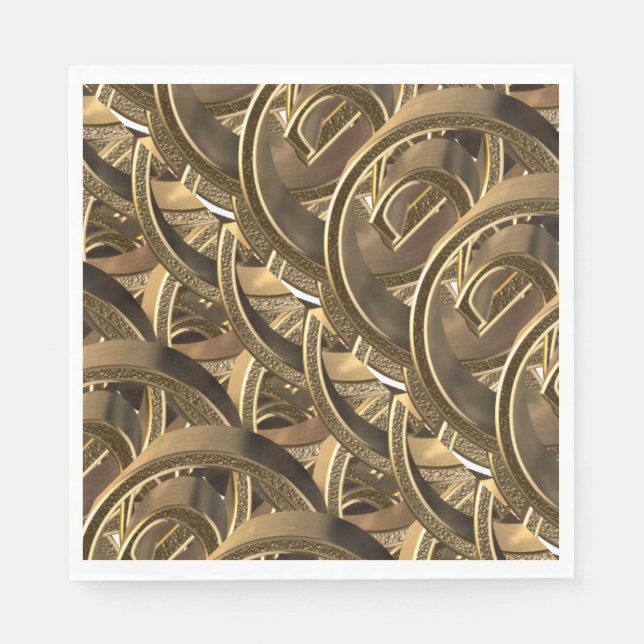 Elegant Geometric Gold Pattern Party Napkins (Front)