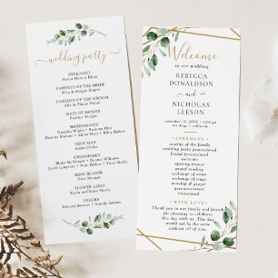 Elegant Geometric Greenery Eucalyptus Program Menu