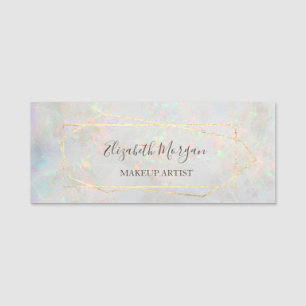 Elegant Geometric,Holographic Opal Name Tag