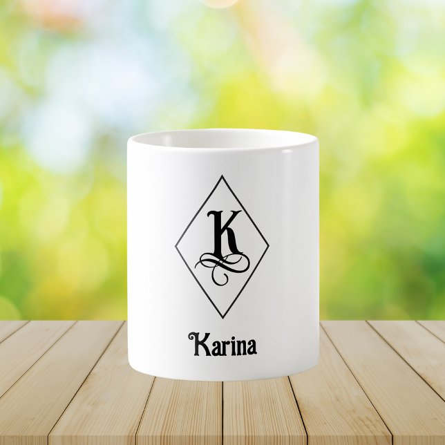 Elegant Geometric Initial Monogram K Coffee Mug (Creator Uploaded)